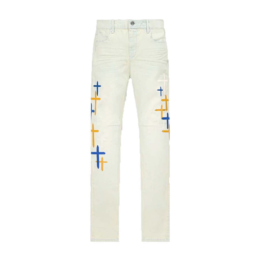 RtA Bryant Stormy Sky Cross White Jeans