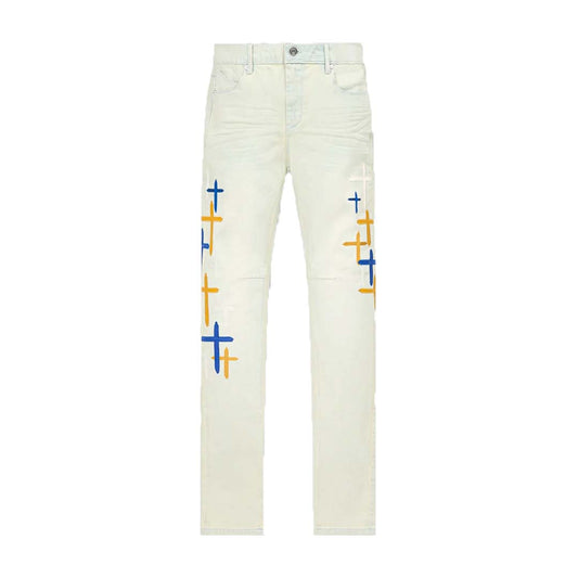 RtA Bryant Stormy Sky Cross White Jeans
