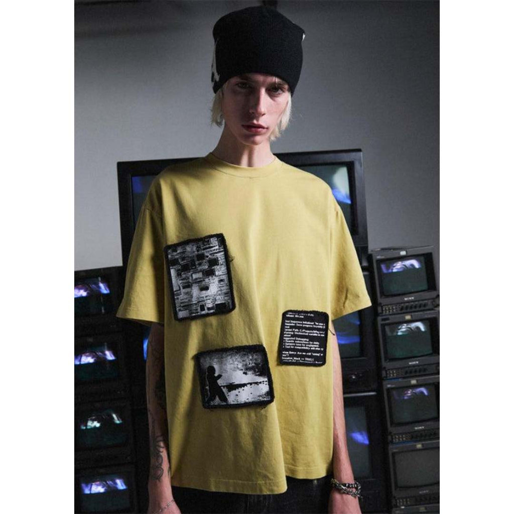 RtA Colin Sage Yellow Digital Patch Oversized Tee