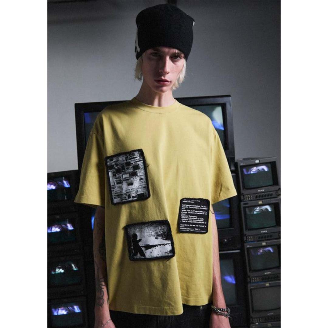RtA Colin Sage Yellow Digital Patch Oversized Tee