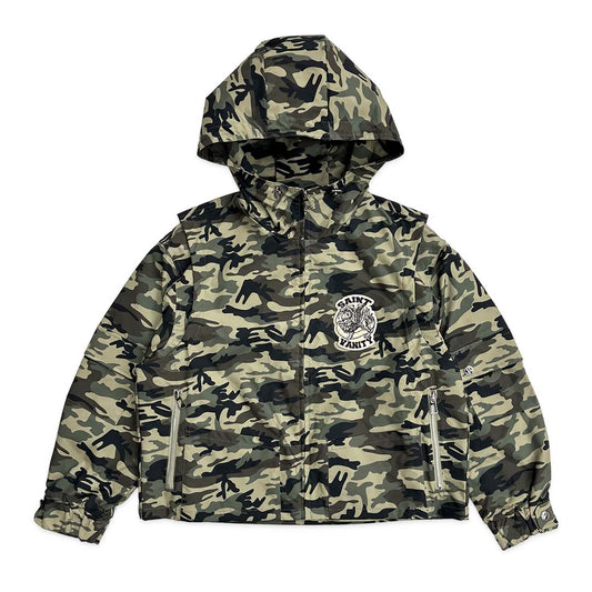 Saint Vanity Green Camo Nylon Hooded Jacket