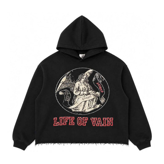 Saint Vanity Life of Vain Cropped Hoodie Black Red