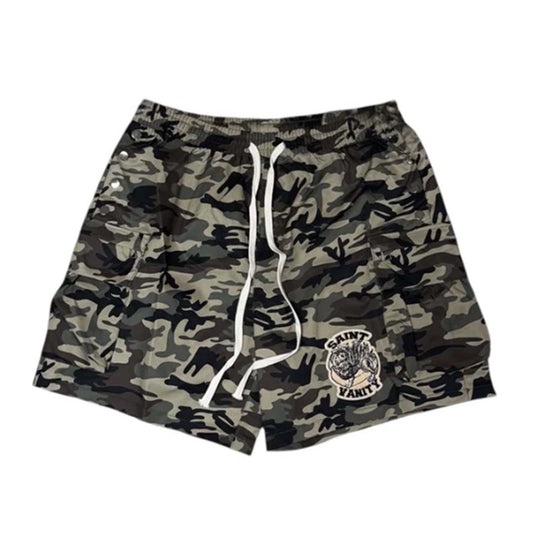 Saint Vanity Nylon Cargo Shorts Summer Camo