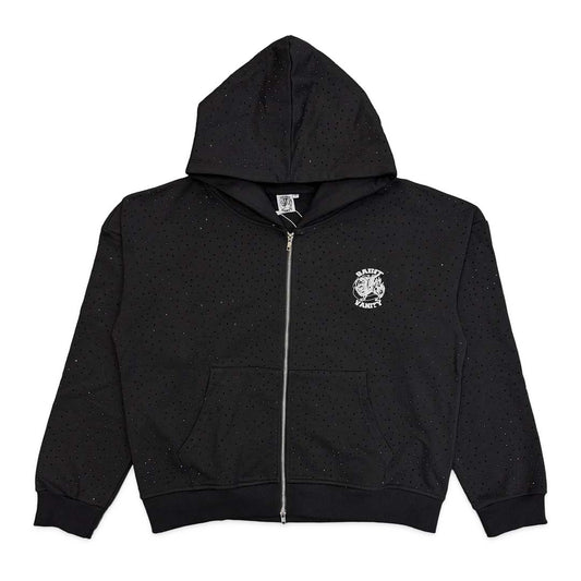 Saint Vanity VVS Rhinestone Oreo Zip Up Hoodie
