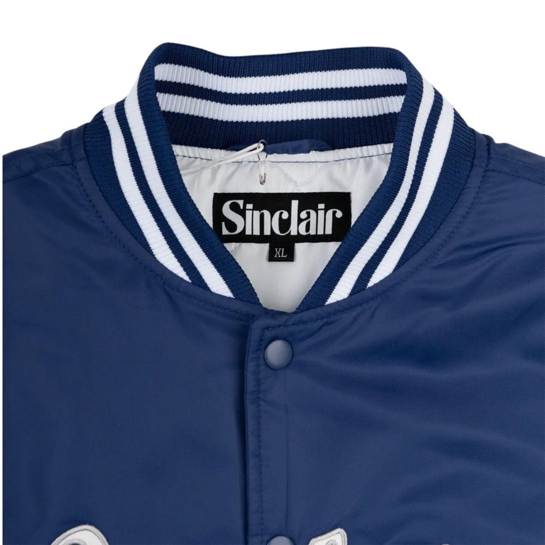 Sinclair Script Satin Bomber Jacket Blue