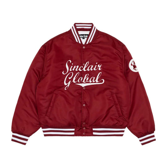 Sinclair Script Satin Bomber Jacket Maroon