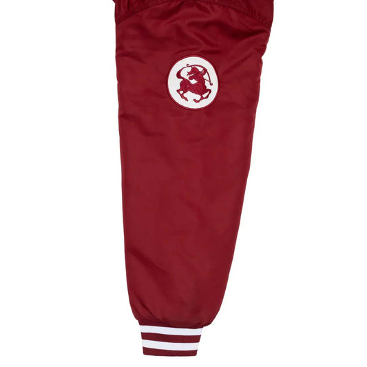 Sinclair Script Satin Bomber Jacket Maroon