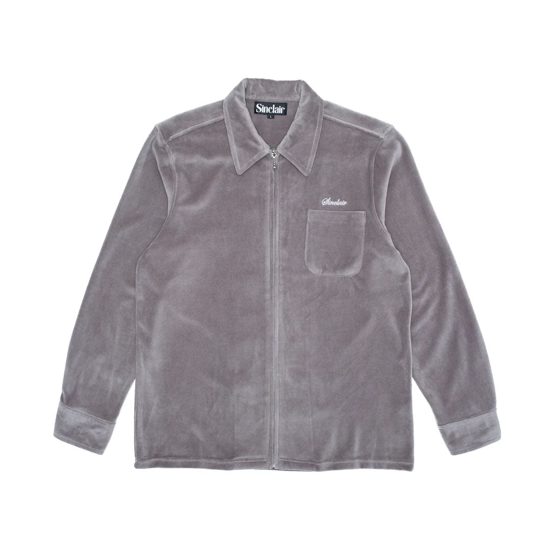Sinclair Velour Zip Shirt Slate Grey