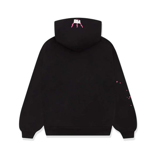 Sp5der Angel Number Web Hoodie Black Pink