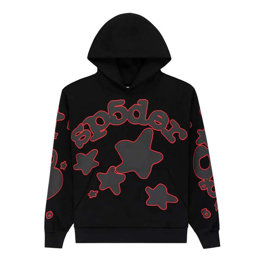 Sp5der Beluga Outline Hoodie Black Red