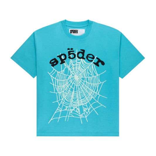 Sp5der Cyan OG Web V2 Tee