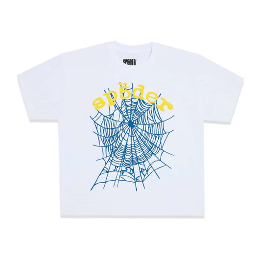 Sp5der OG Logo V2 White Blue Yellow Tee