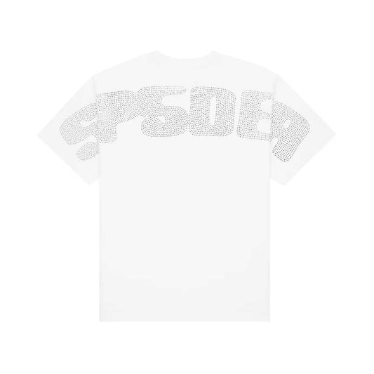 Sp5der Rhinestone Silk Web Tee White