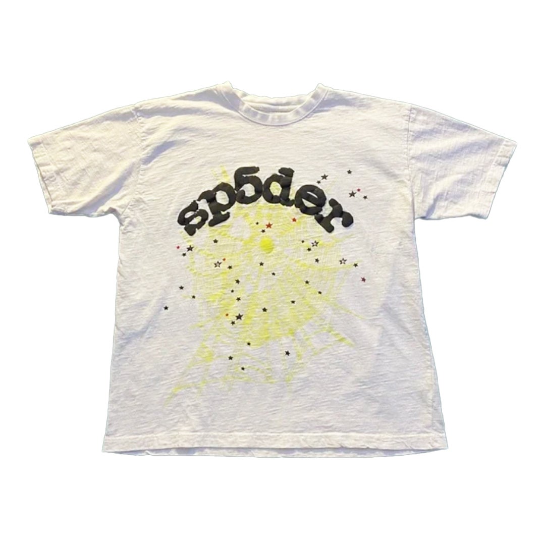 Sp5der White Yellow Web Tee