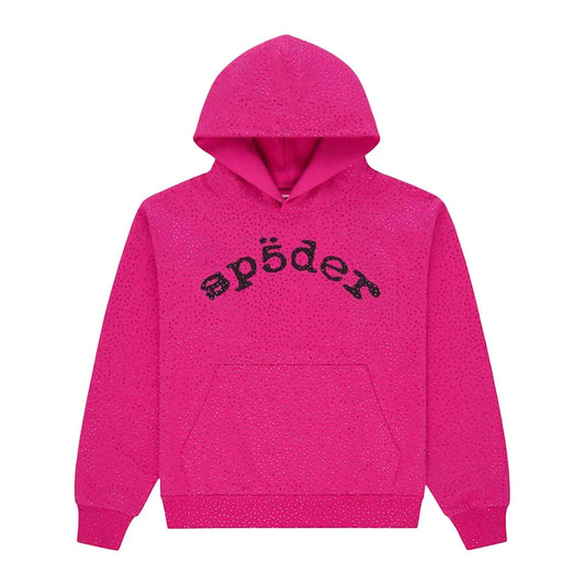 Sp5der Worldwide AOP Webstone Hoodie Pink