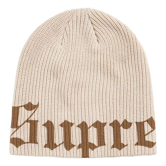Supreme SS26 Old English Printed Beanie 'Stone' SUP-SS26-1007-STN