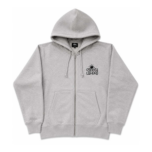 Stussy Ash Heather Grey Crown International Zip Up Hoodie
