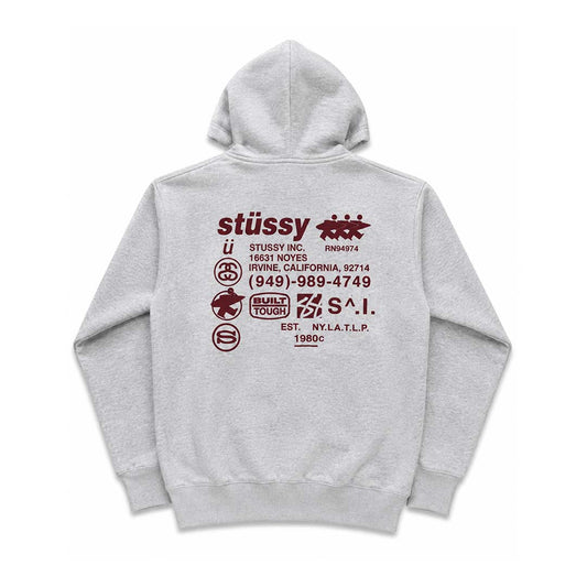 Stussy Ash Heather Grey Maroon Common Wealth Zip Up Hoodie