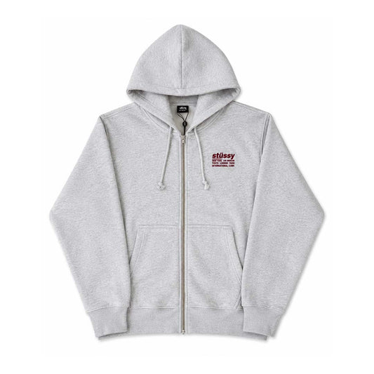 Stussy Ash Heather Grey Maroon Common Wealth Zip Up Hoodie