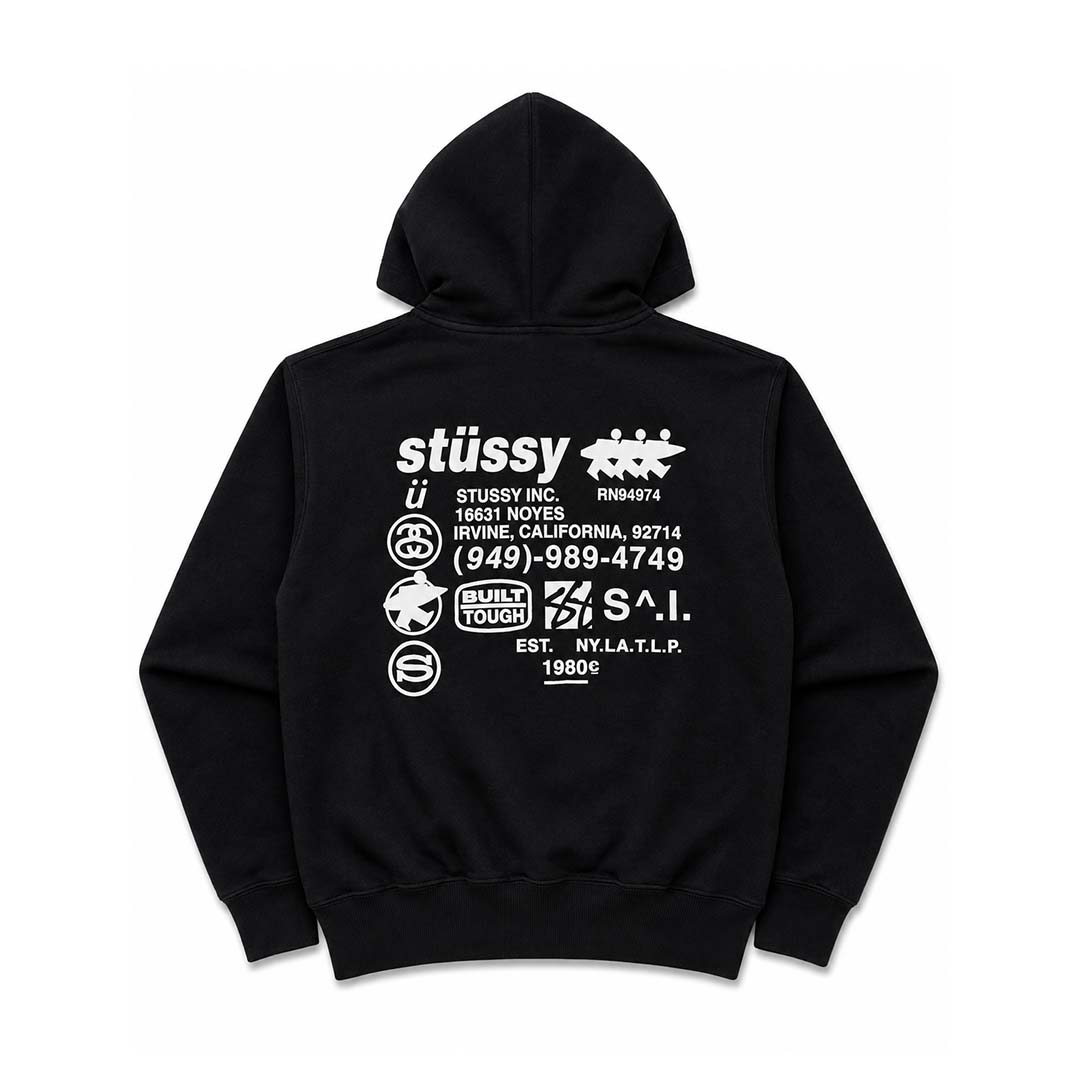 Stussy Black Common Wealth Zip Up Hoodie