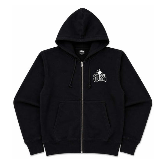 Stussy Black Crown International Zip Up Hoodie
