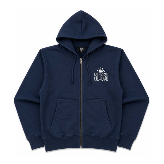 Stussy Navy Crown International Zip Up Hoodie