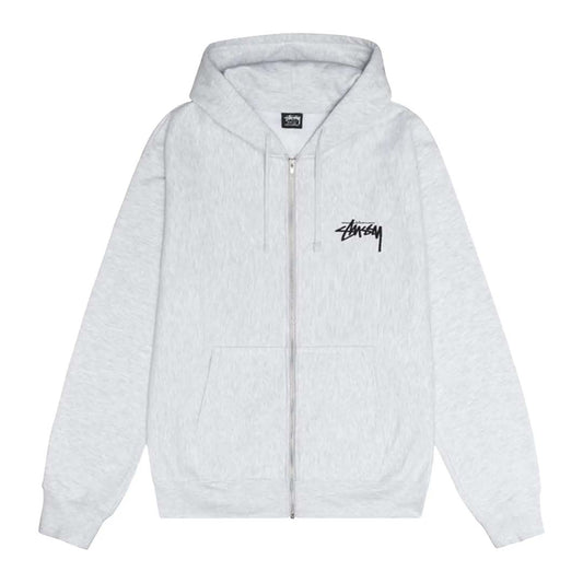 Stussy Shattered 8 Ball Ash Heather Grey Zip Up Hoodie