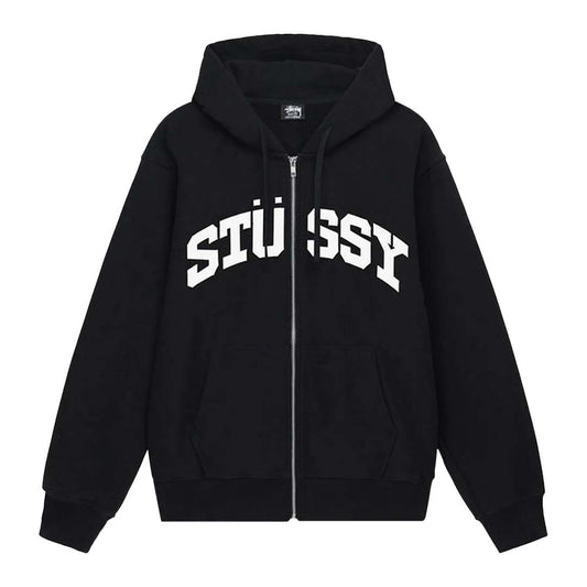 Stussy University Logo Black Zip Up Hoodie