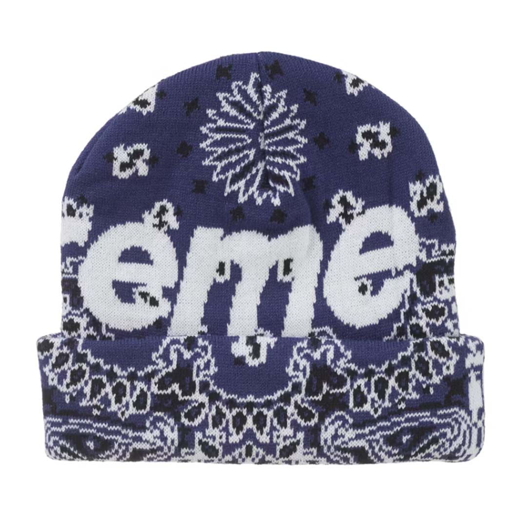 Supreme Bandana Big Logo Beanie Navy