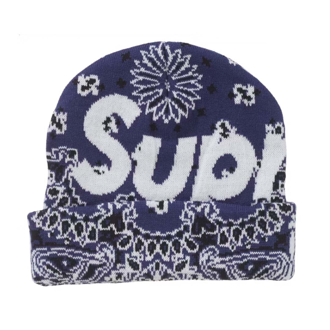 Supreme Bandana Big Logo Beanie Navy