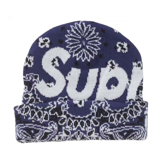 Supreme Bandana Big Logo Beanie Navy