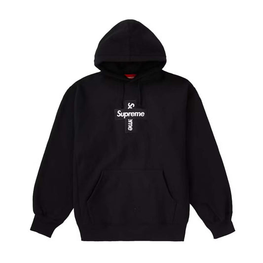 Supreme Cross Box Logo Hoodie Sweatshirt Black