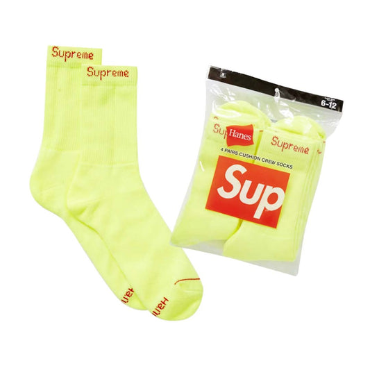 Supreme Hanes Crew Socks (4 Pack) Neon Green