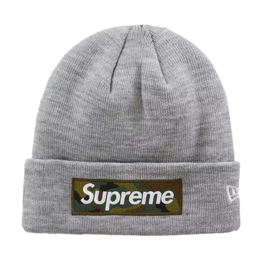 Supreme New Era Box Logo Beanie Grey/Camo