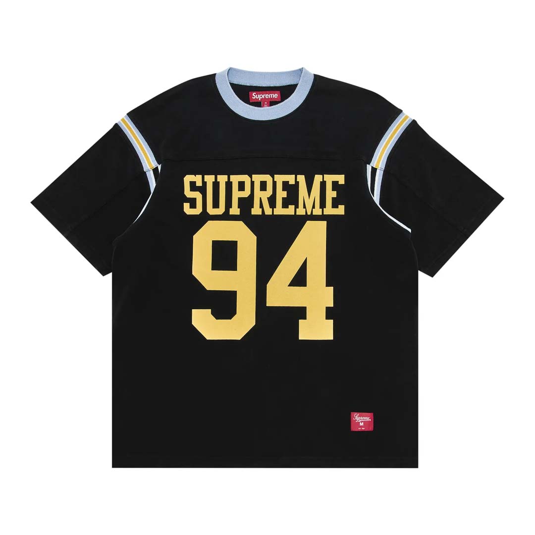 Supreme Split S/S Football Top Black Yellow Blue