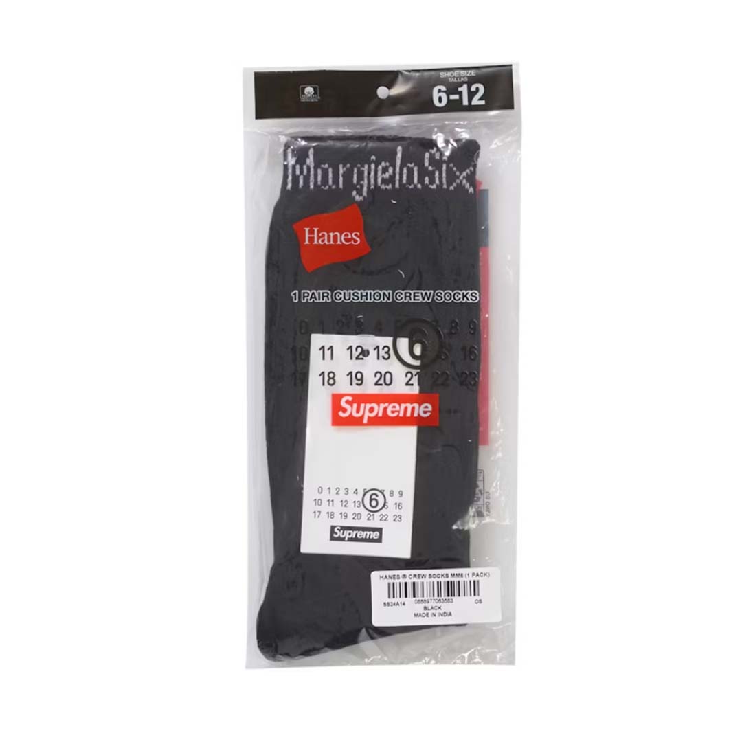 Supreme x MM6 Maison Margiela x Hanes Crew Socks (1 Pack) 'Black'