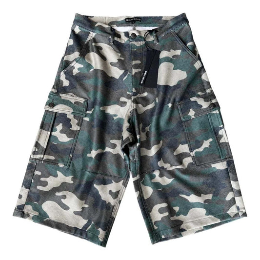 Triple Sevens Leather Camo Cargo Shorts Green