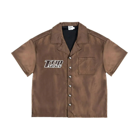 Triple Sevens Nylon Button Up Brown