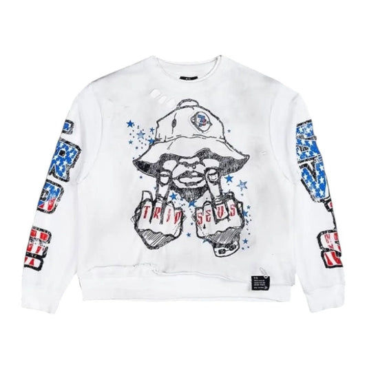 Triple Sevens Trade War Long Sleeve Thermal White Tee