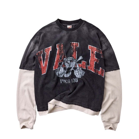 Vale Forever Big Brother Long Sleeve Layered Tee Black Red