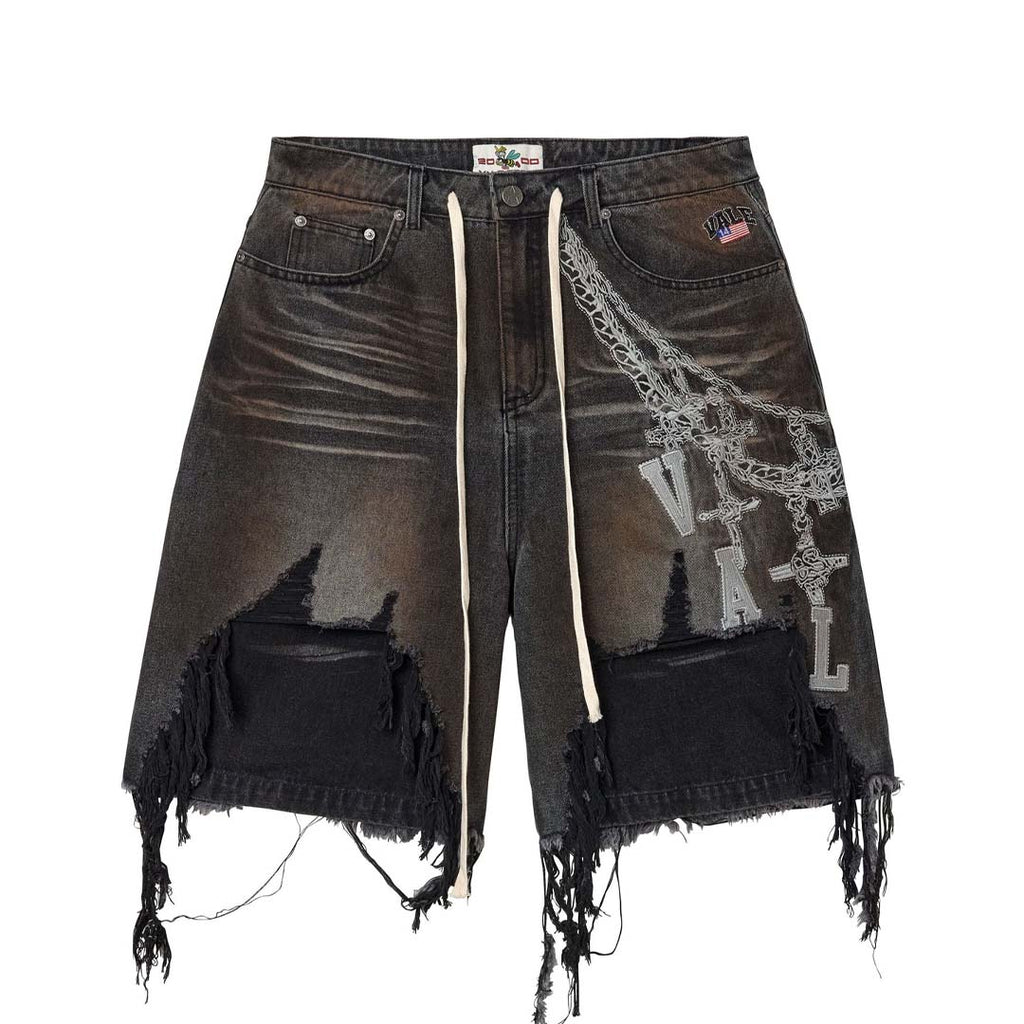 Vale Forever Chain Denim Shorts Black