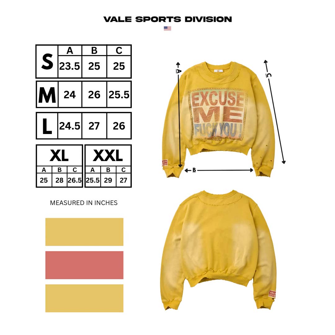 Vale Forever Excuse Me Crewneck Faded Yellow