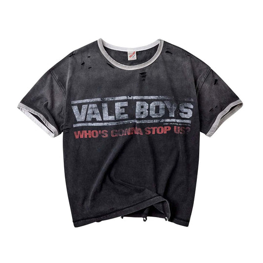 Vale Forever Oreo Ringer Tee Faded Black Grey