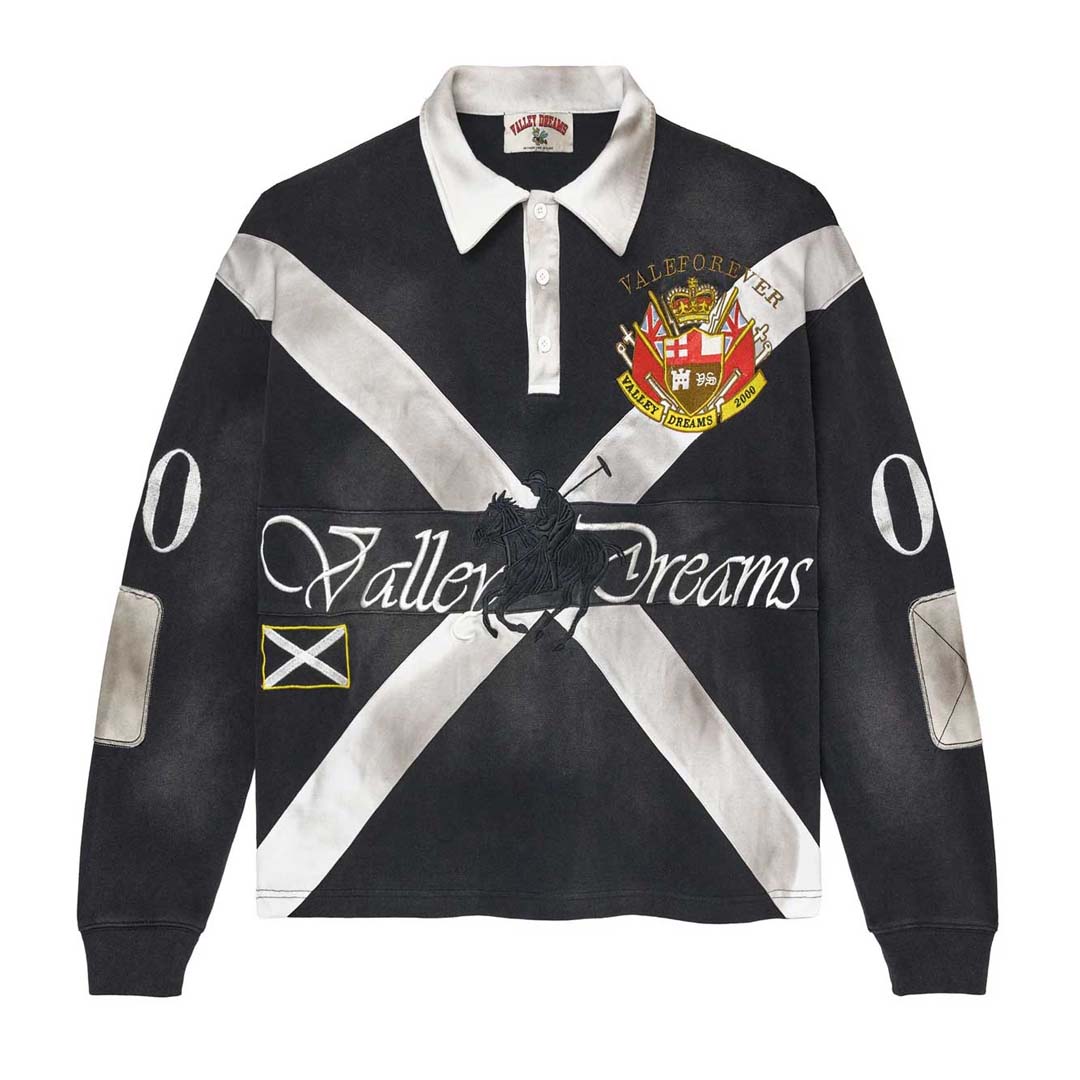 Vale Forever Stallion Rugby Black White Long Sleeve Tee