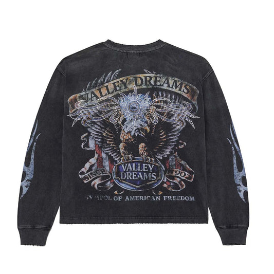 Vale Forever Valley Bling Long Sleeve Faded Black Tee