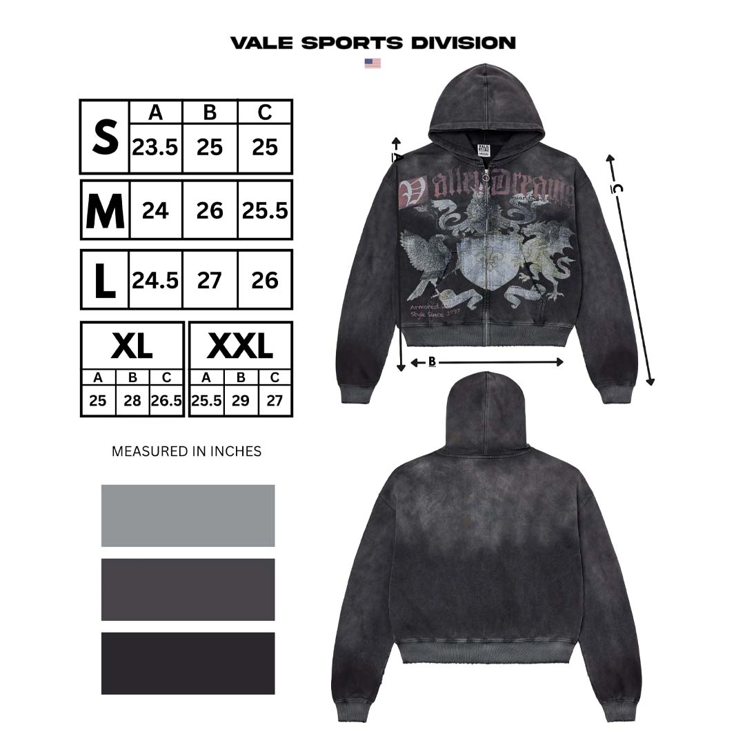Vale Forever Vendetta Distressed Zip Up Hoodie