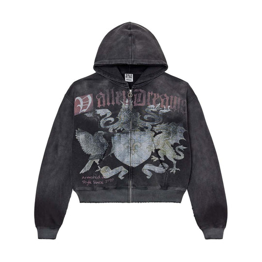 Vale Forever Vendetta Distressed Zip Up Hoodie