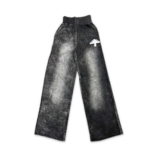 Vertabrae C-7 Washed Black Faded Sweatpants