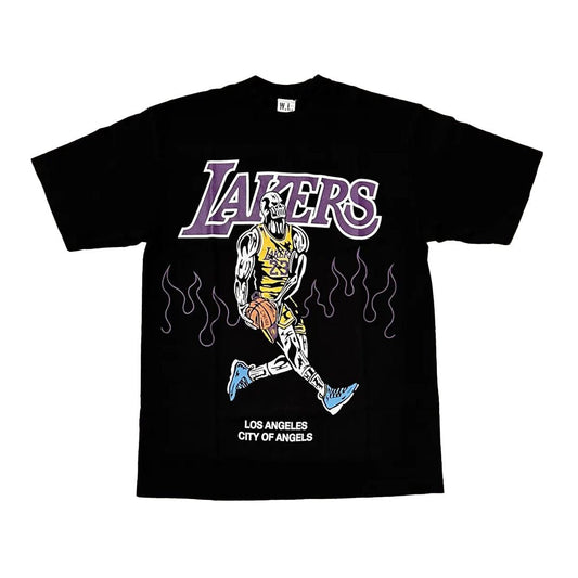Warren Lotas Lakers Lebron Flames Tee Black