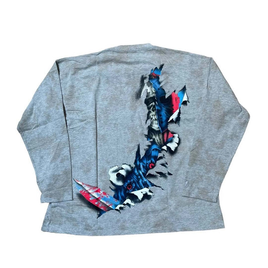 Warren Lotas Masked Killer Boxy Long Sleeve Grey Tee
